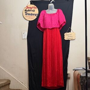 💥NI💥 Dress Day Elegant Pink and Red Maxi Dress